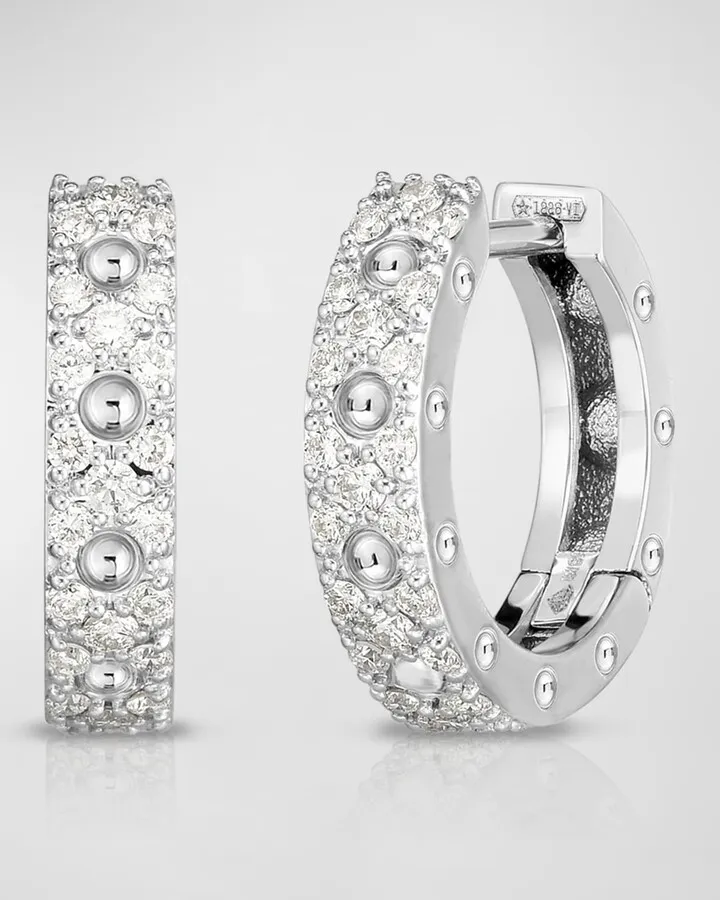 Pois Mois 18k White Gold Diamond Huggie Earrings