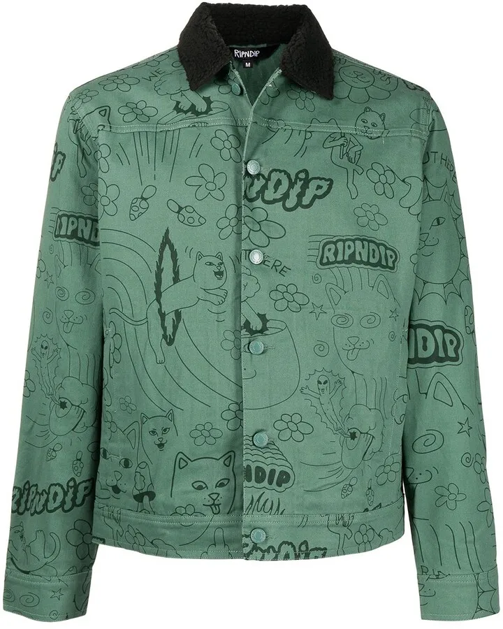 Scribble-print denim jacket