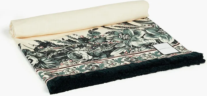 Tasseled printed cotton beach towel