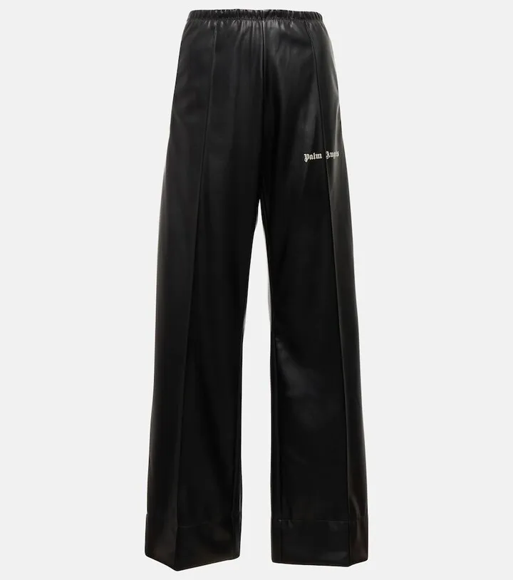 Faux leather track pants