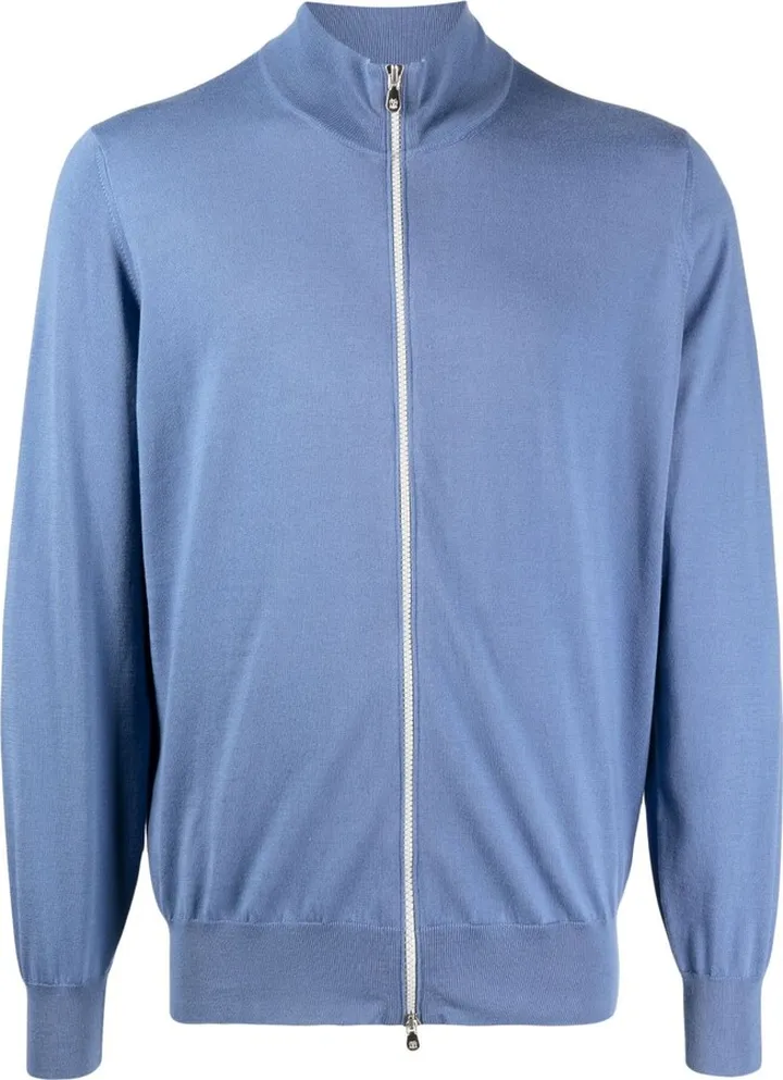 Band Collar Zip-Fastening Bomber Jacket