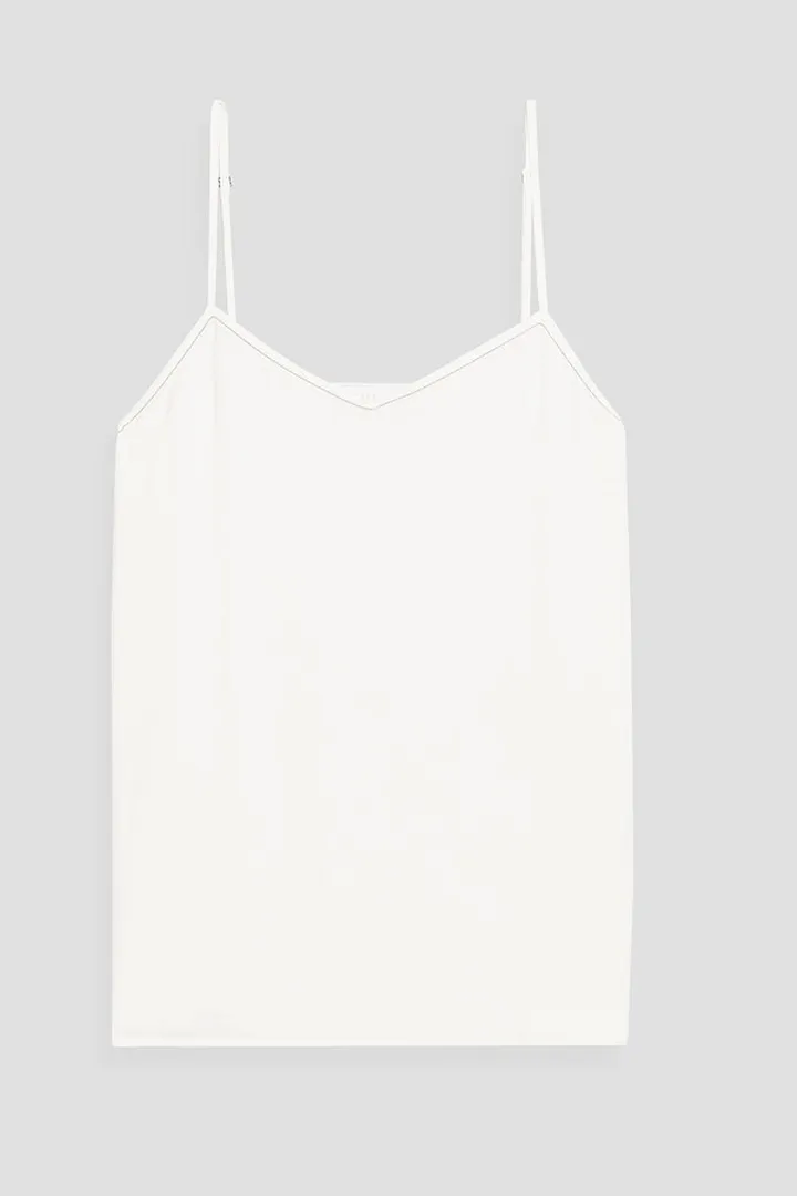 Bead-embellished crepe de chine camisole