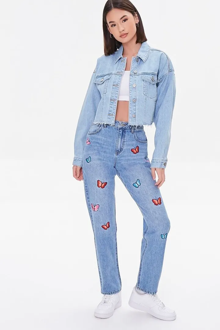 Relaxed Butterfly Patch Jeans