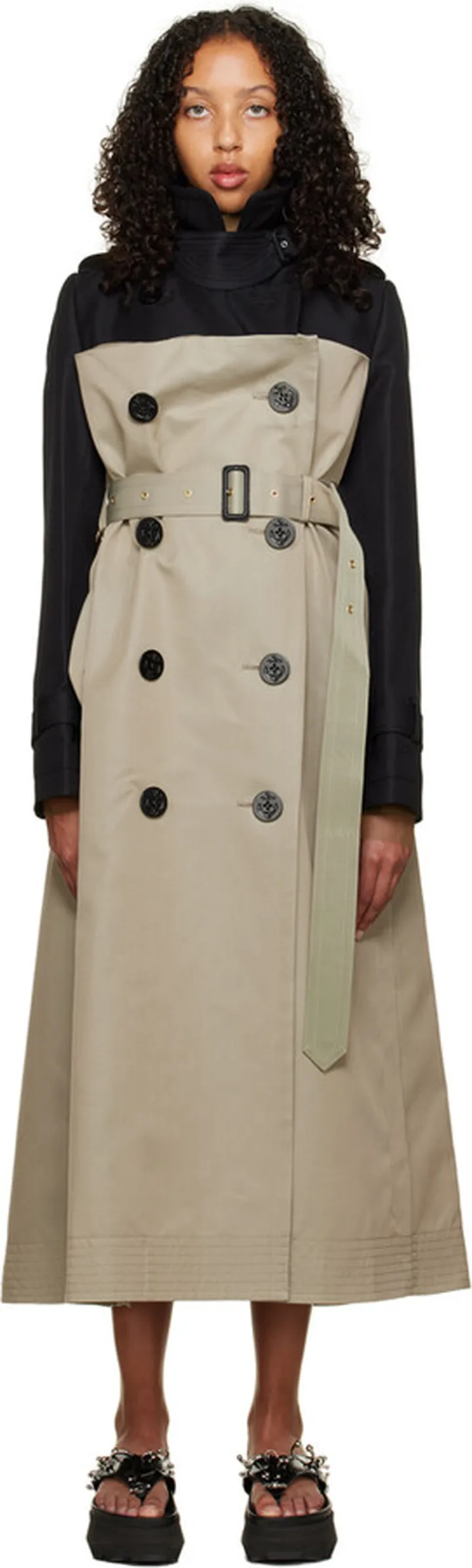 sacai Black Paneled Coat