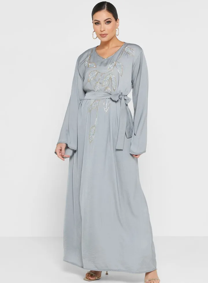 Embellished Belted Jalabiya