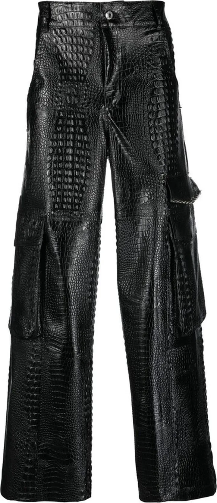 Crocodile-Effect Wide-Leg Trousers