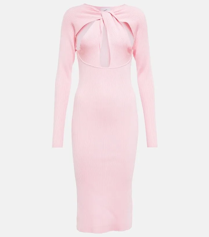 Cutout ribbed-knit dress