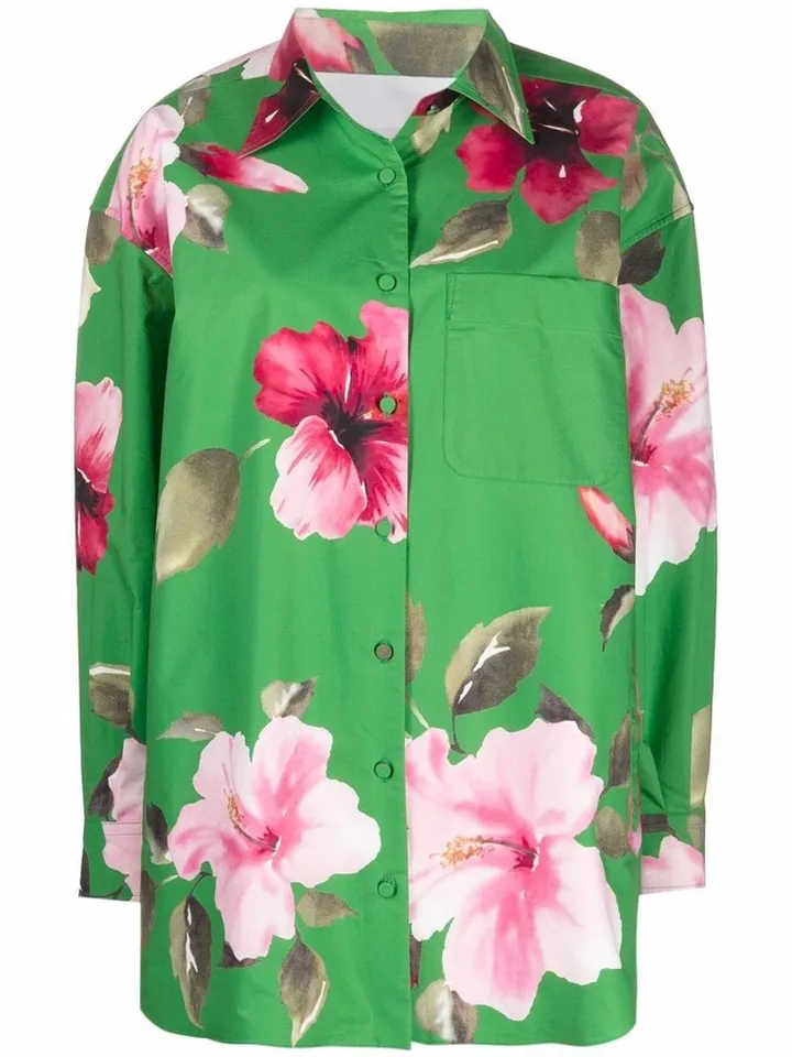 Flower-Print Peacoat