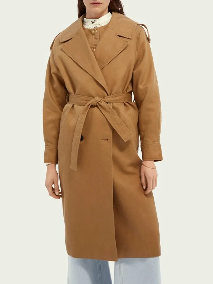 Scotch & Soda Linen-blend Trench Coat