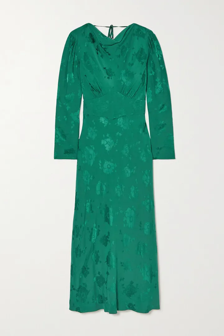 RIXO - Ginger Floral-jacquard Crepe Midi Dress - Green