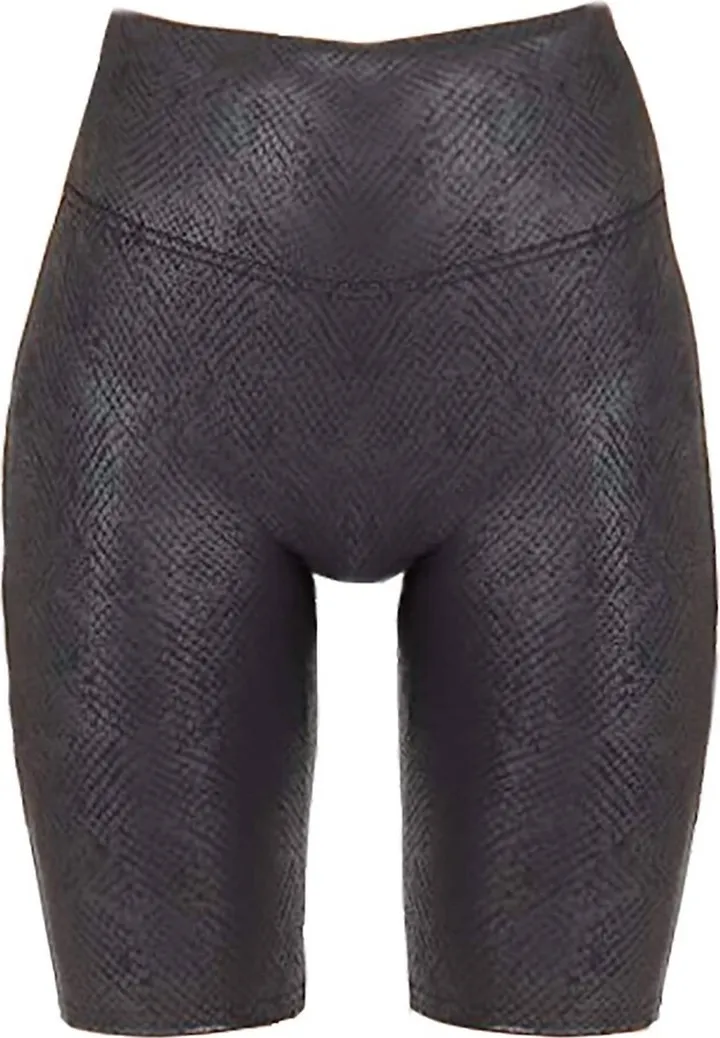 Faux Leather Bike Short in Metallic Snake
