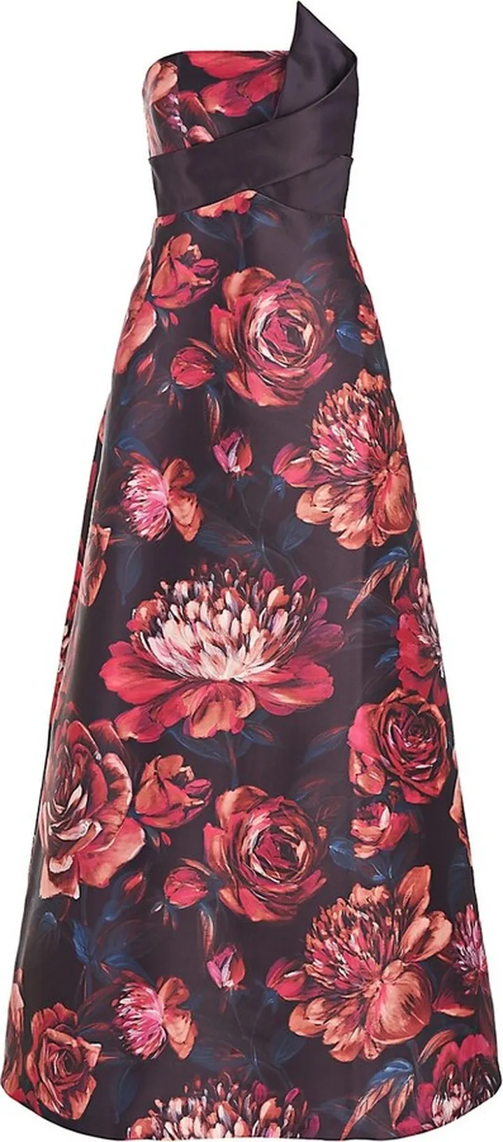 Edith Rose-Print Strapless Gown