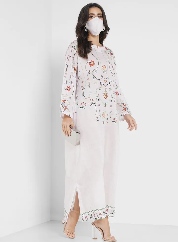 Side Slit Printed Jalabiya