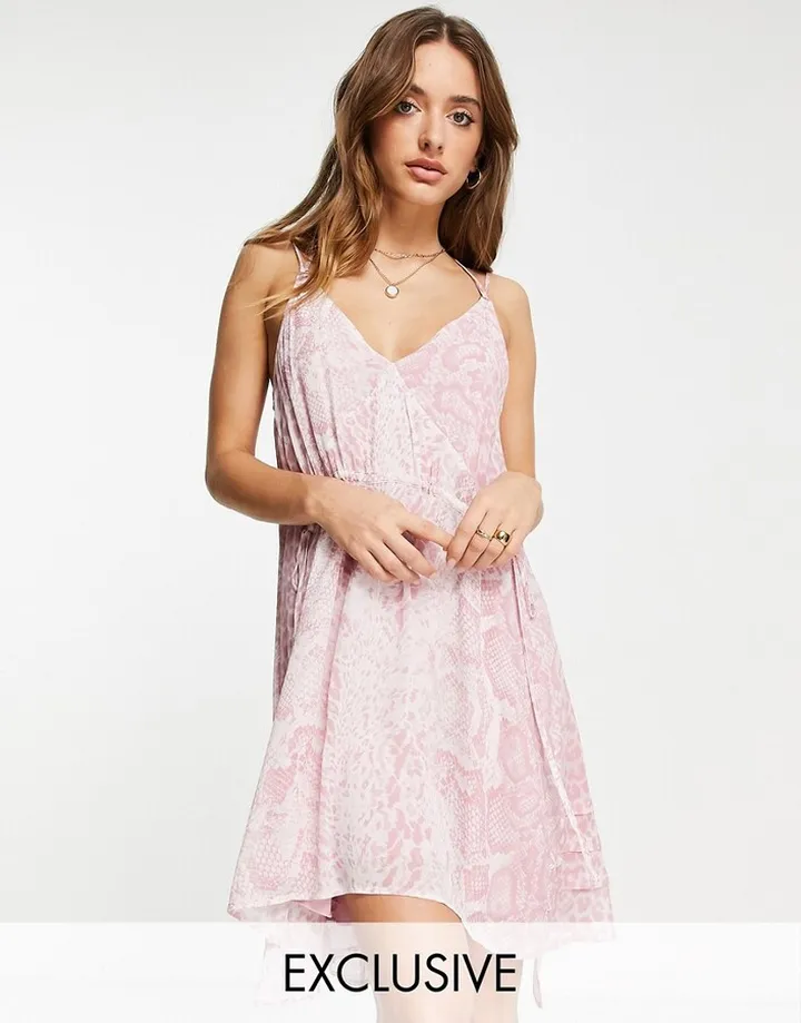 Allsaints x ASOS Exclusive parachute mini dress in pink