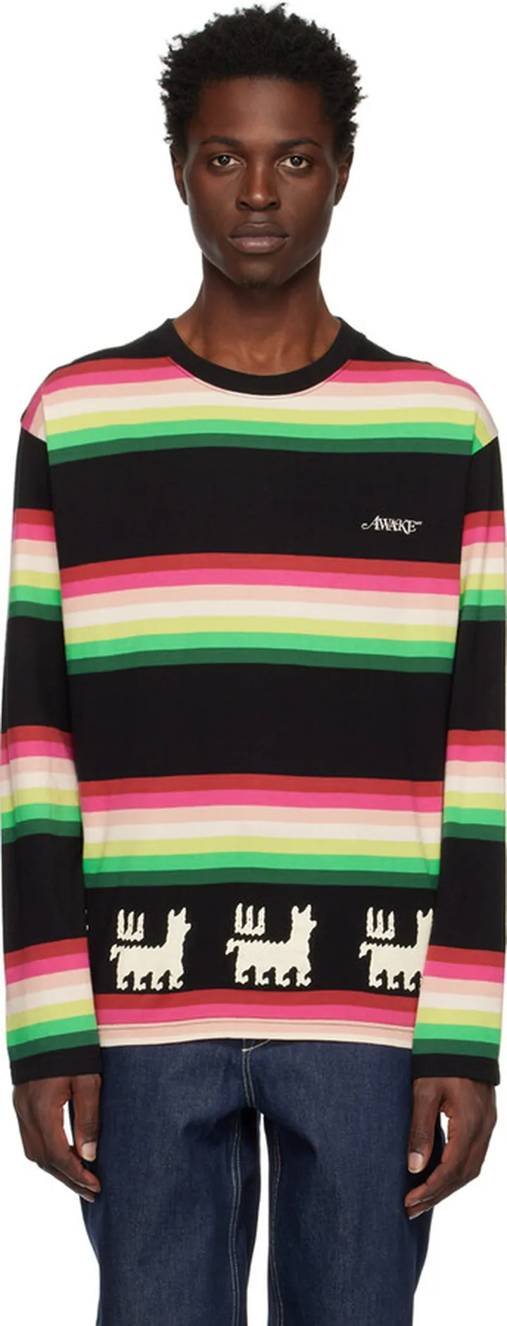 Awake NY Black Striped Long Sleeve T-Shirt