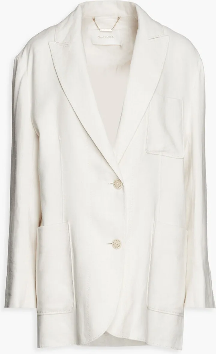 Linen-blend twill blazer