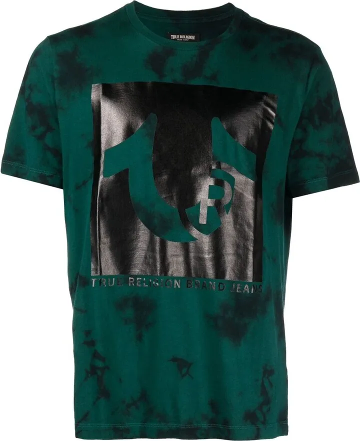 Green Tie-Dye Logo Print T-Shirt