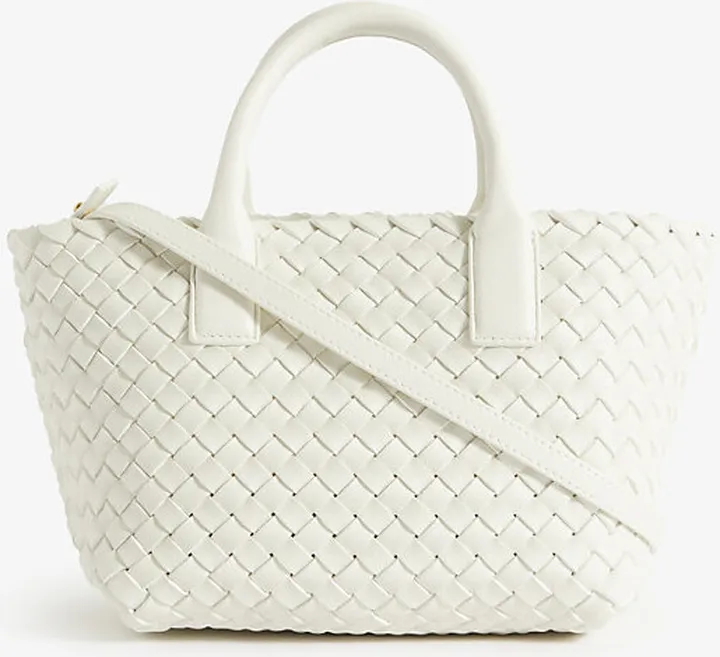 Womens White Gold Cabat Mini Intrecciato Leather Tote bag