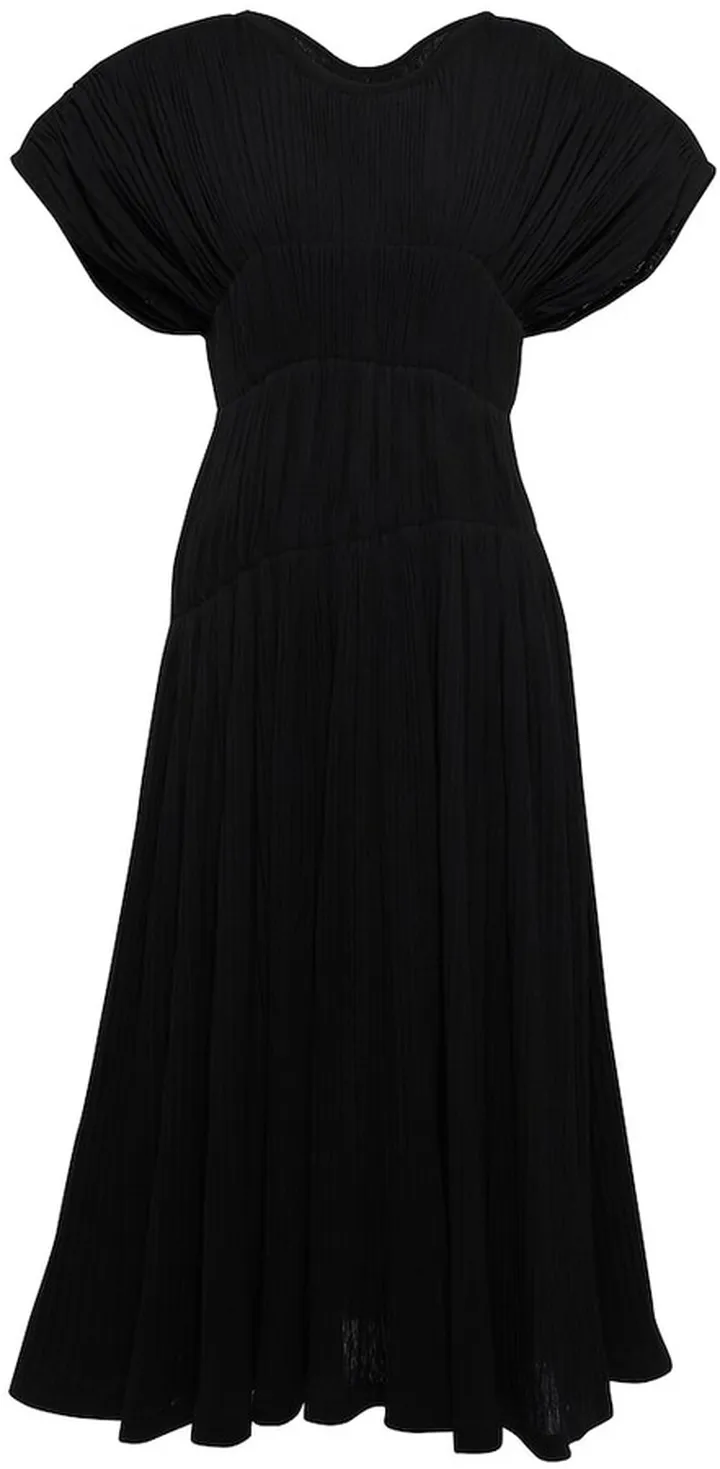 Pleated cotton-blend midi dress
