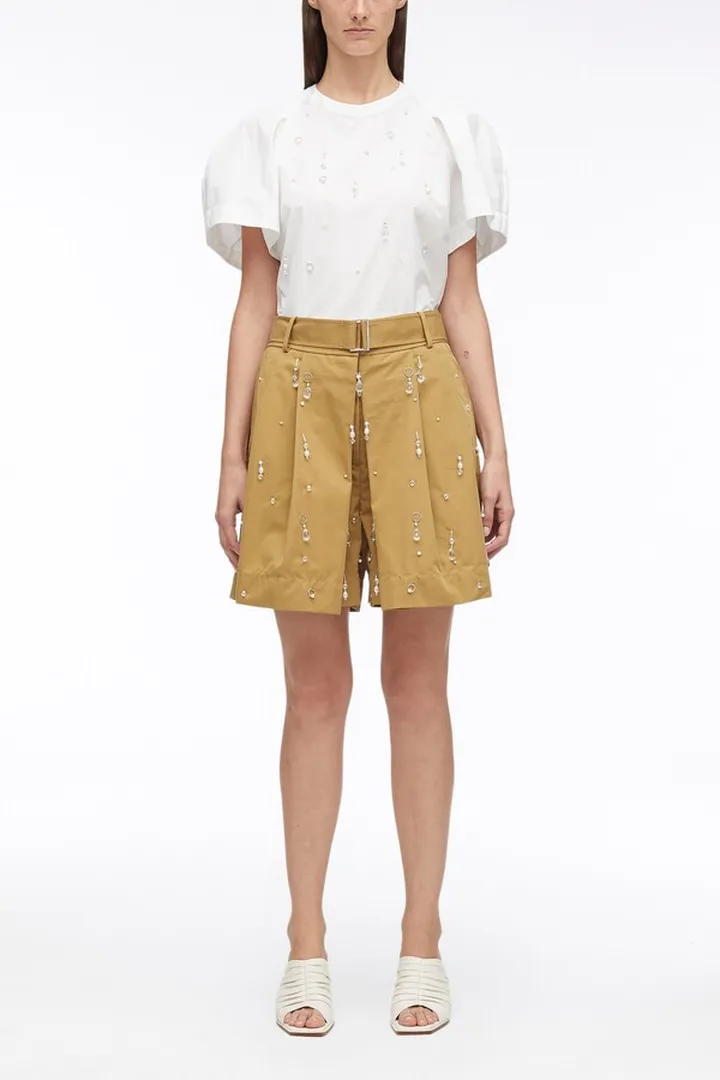 Drip Embellished Chino Pleated Short