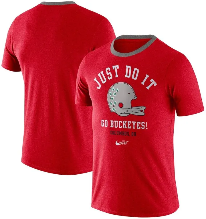 Men's Scarlet Ohio State Buckeyes Vault Helmet Team Tri-Blend T-shirt