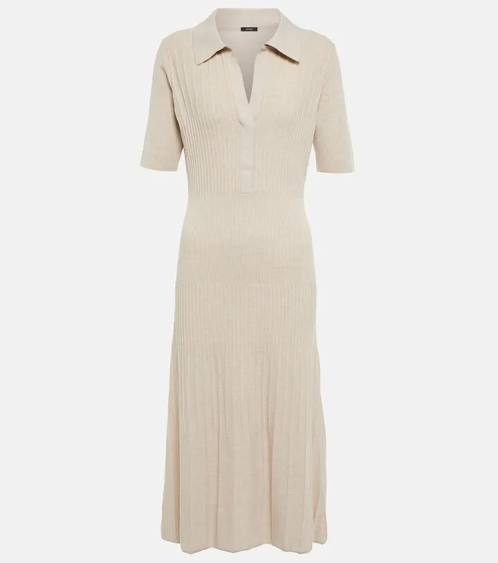 Ribbed-knit wool midi dress