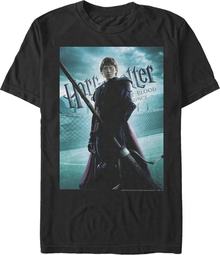 Men's Harry Potter Half-Blood Prince Ron Quidditch Poster T-Shirt - Black - Small