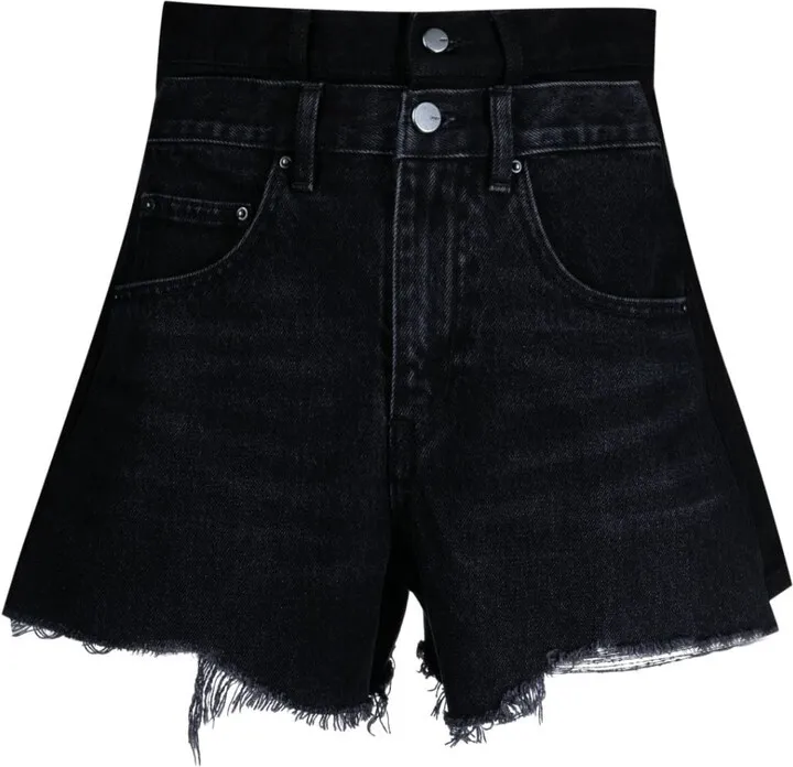 Raw-Cut Asymmetric Denim Shorts