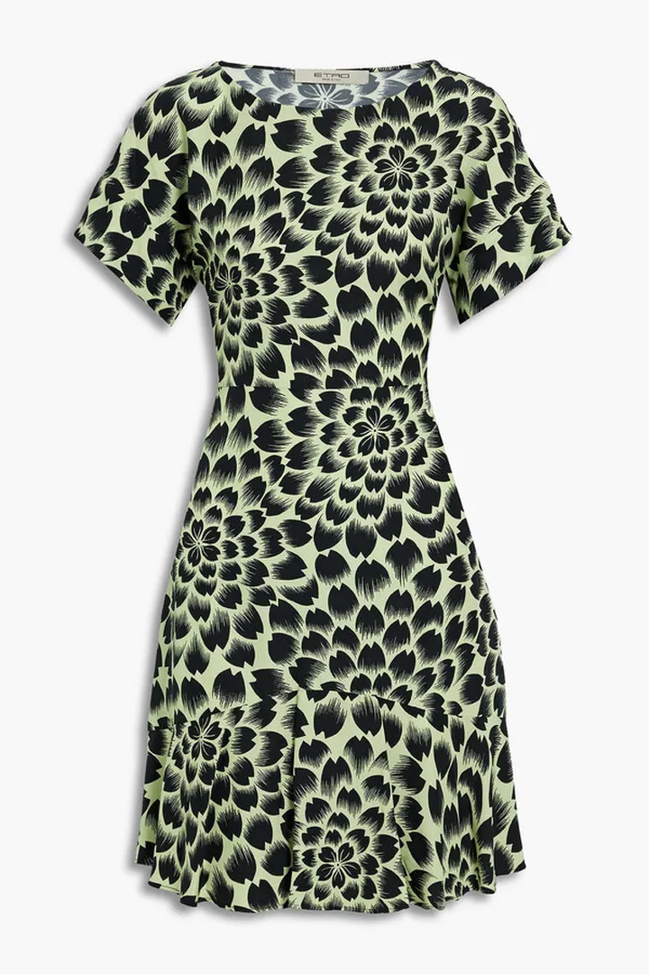 Printed silk crepe de chine dress