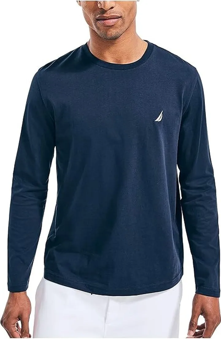 Nautica Men's J-Class Logo Long Sleeve T-Shirt (Navy) Men's T Shirt