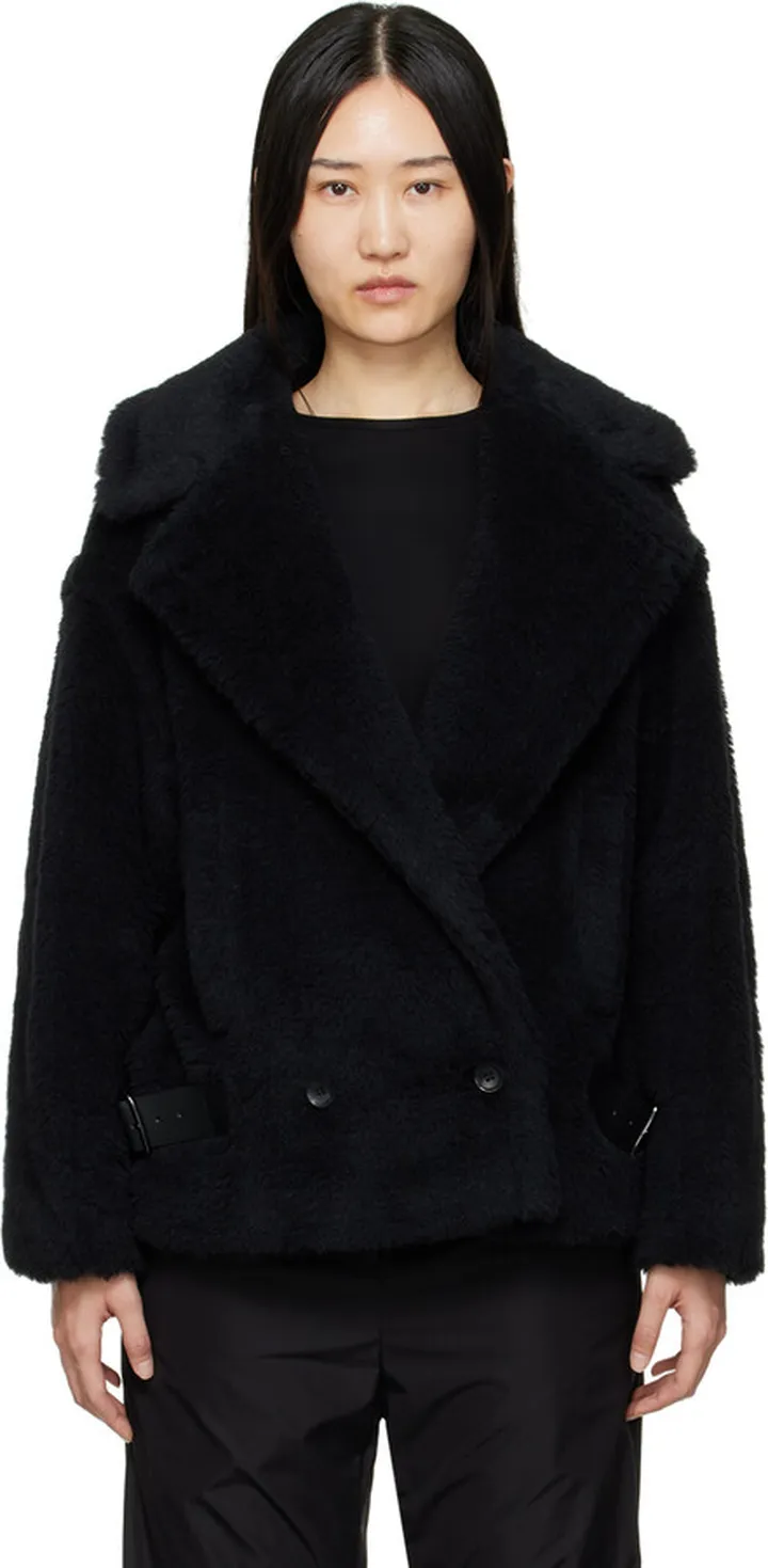 Max Mara Black Caserta Faux-Fur Jacket