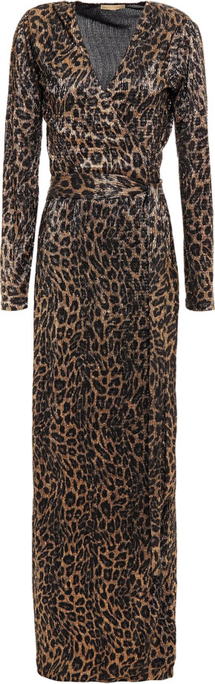 Metallic leopard-print stretch-jersey maxi wrap dress
