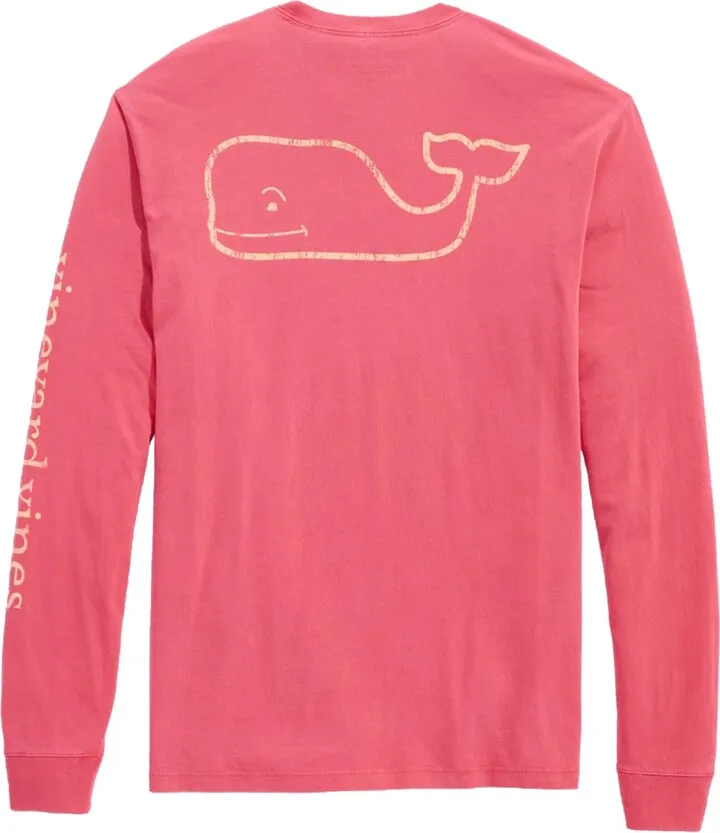 vineyard vines mens Long-sleeve Vintage Whale Garment-dyed Pocket Tee T Shirt