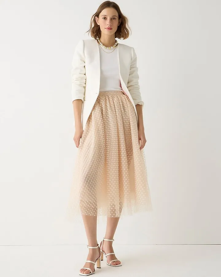 Collection limited-edition tulle midi skirt in polka dot