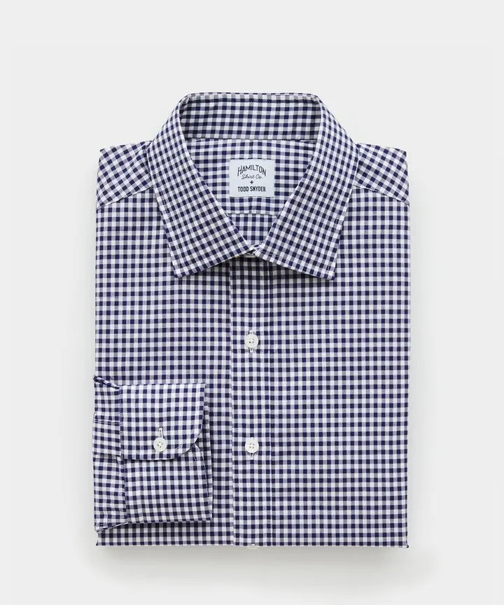 Made in the USA Hamilton + Todd Snyder Dress Shirt in Navy Gingham