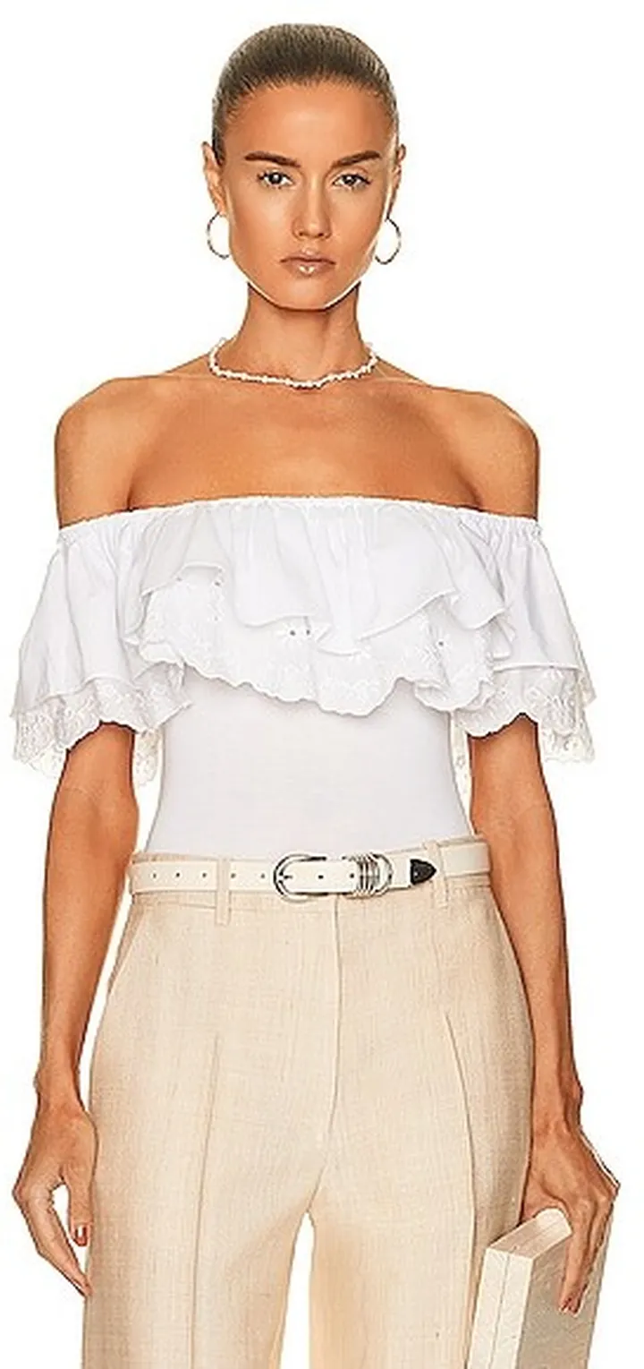 Caroline Constas Whitney Bodysuit in White