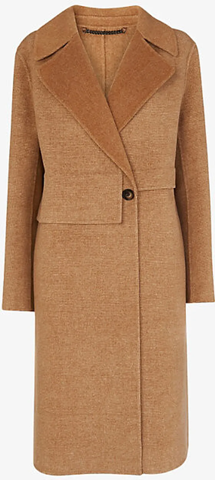 Womens Tan Yasmin Double-faced Wool-blend Coat