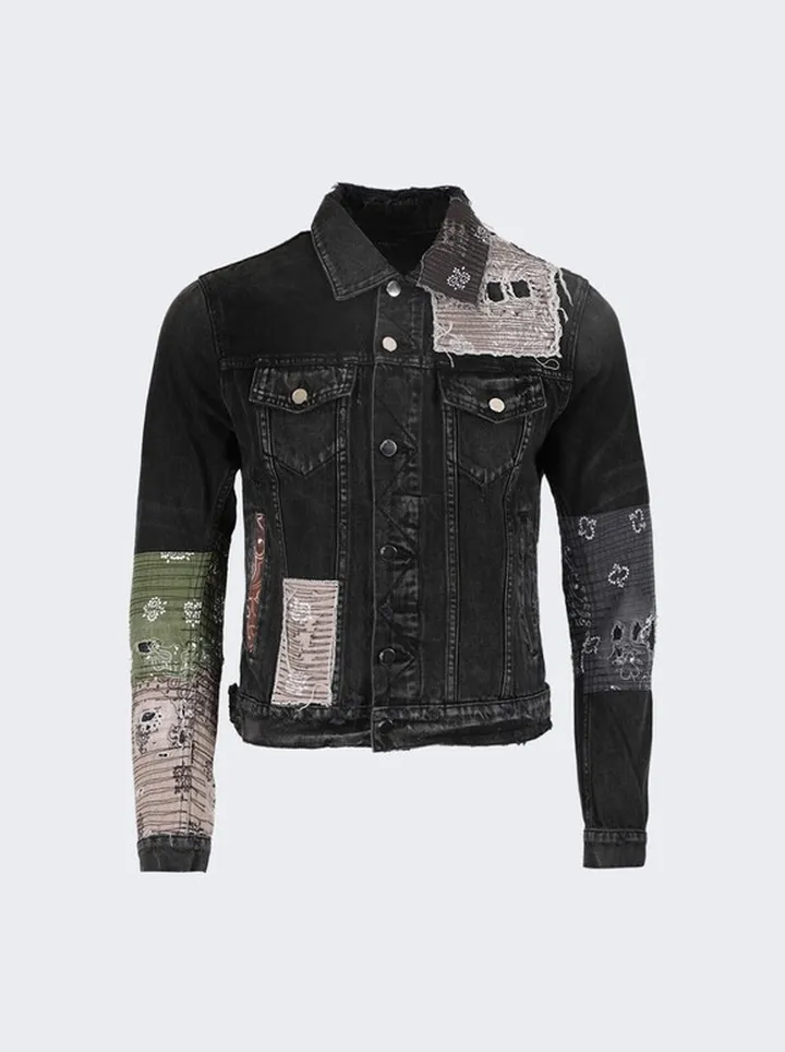 Art Patch Trucker Denim Jacket Black