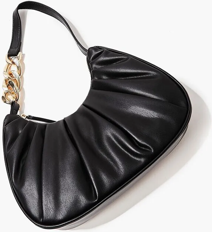 Ruched Baguette Shoulder Bag