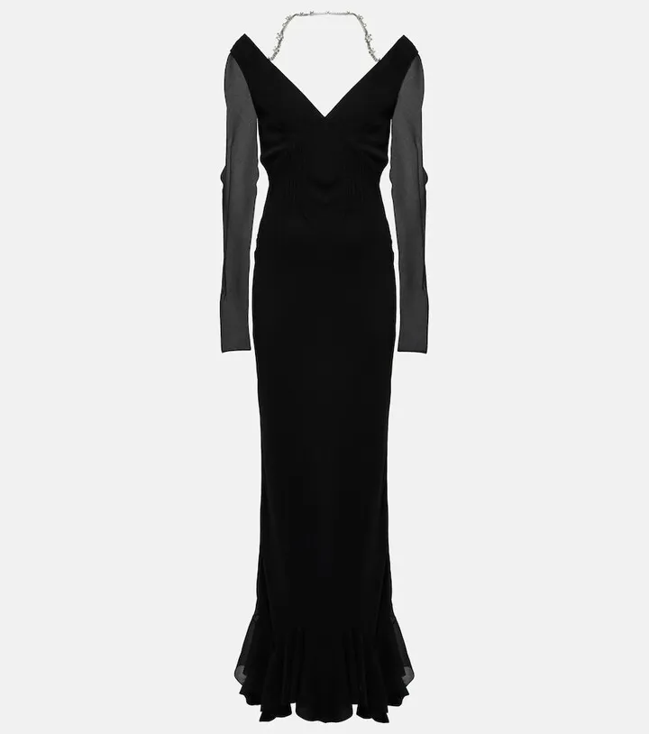 Embellished off-shoulder gown