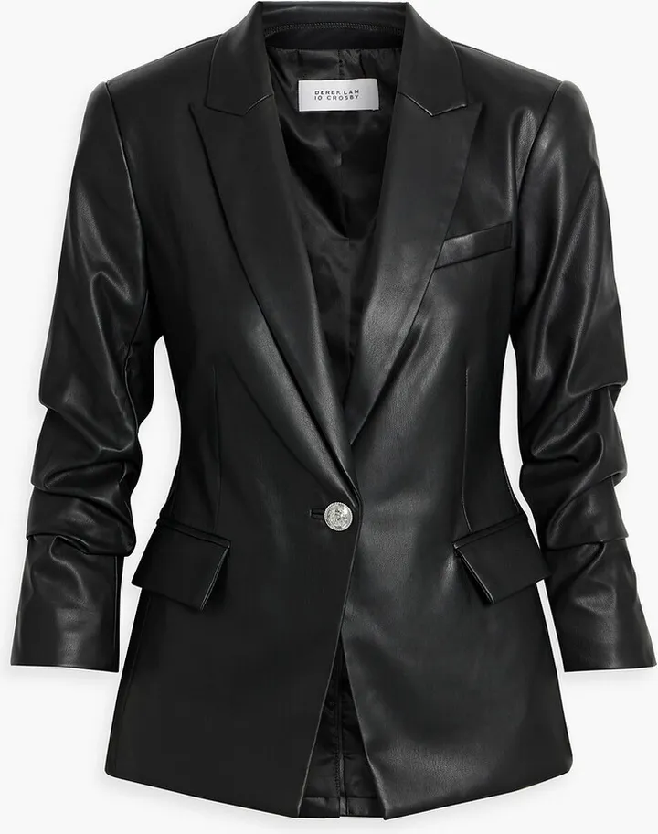 Faux leather blazer