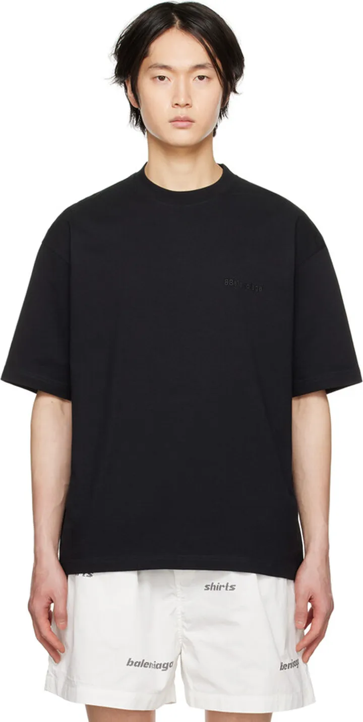 Balenciaga Black Embroidered T-Shirt