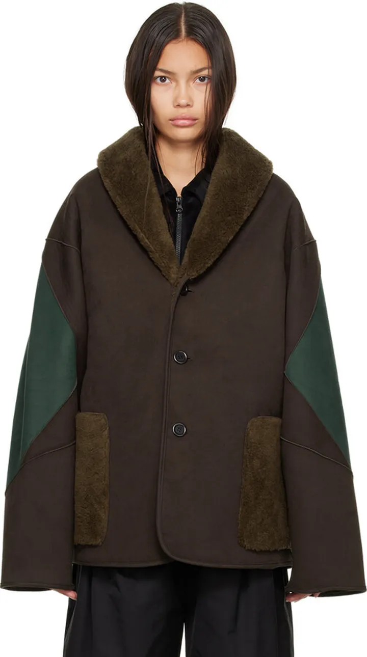 AMOMENTO Brown Reversible Faux-Shearling Jacket