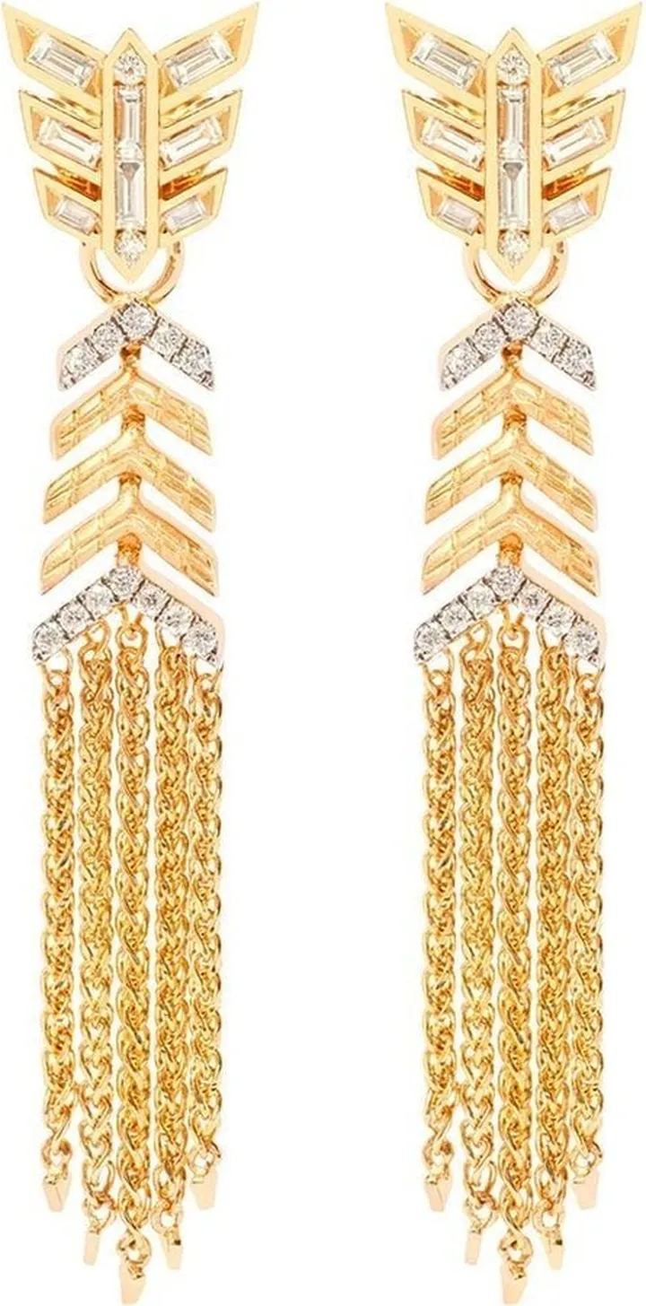 18kt yellow gold Flight shimmy baguette diamond earrings