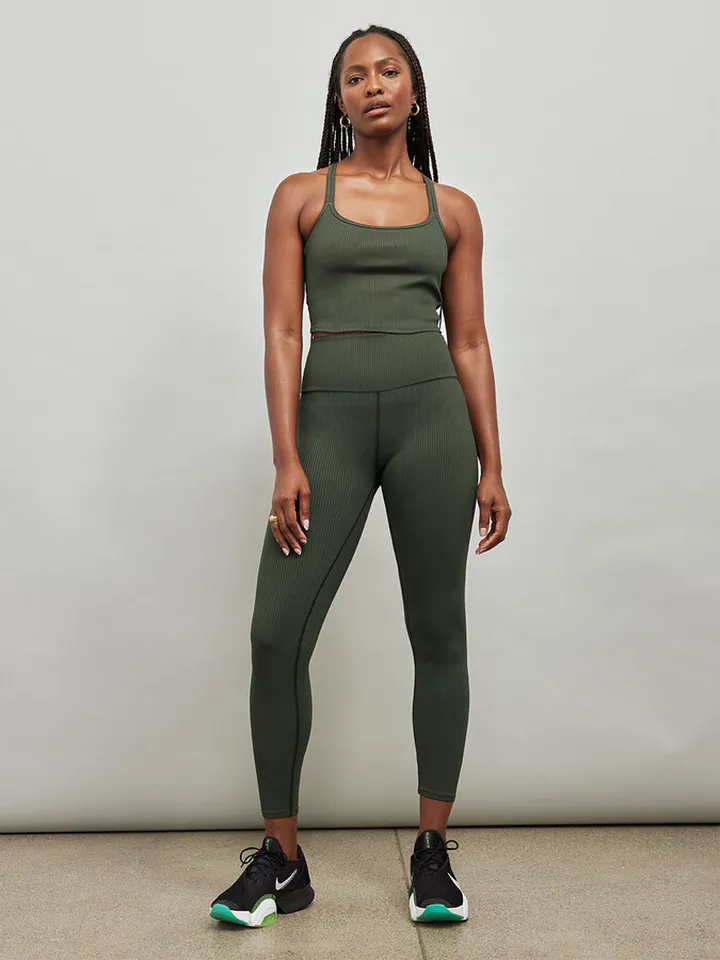 Ribbed Cami Bra - Olive
