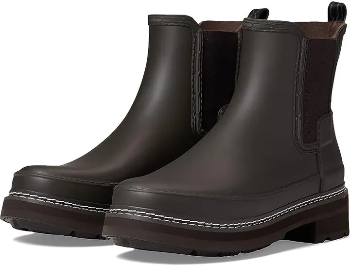 Hunter Refined Stitch Detail Chelsea (Bitter Chocolate) Women's Shoes