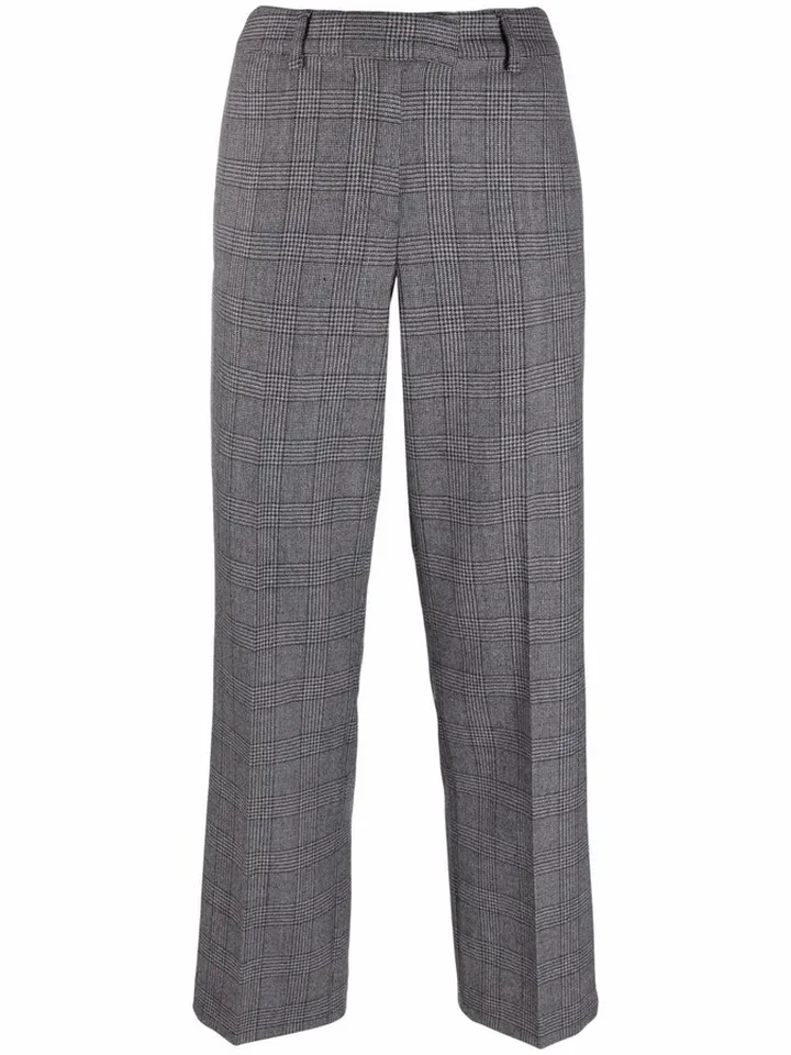 Cece checked straight suit trousers
