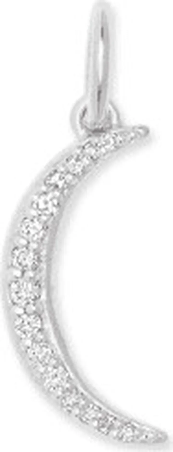 Crescent Moon Sterling Silver Charm in White Diamond
