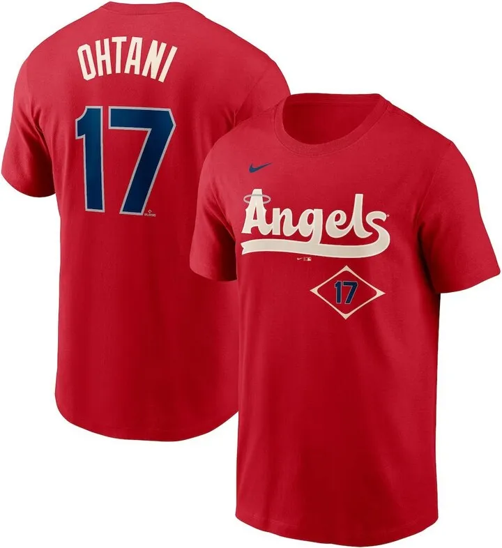 Men's Nike Shohei Ohtani Red Los Angeles Angels 2022 City Connect Name and Number T-shirt