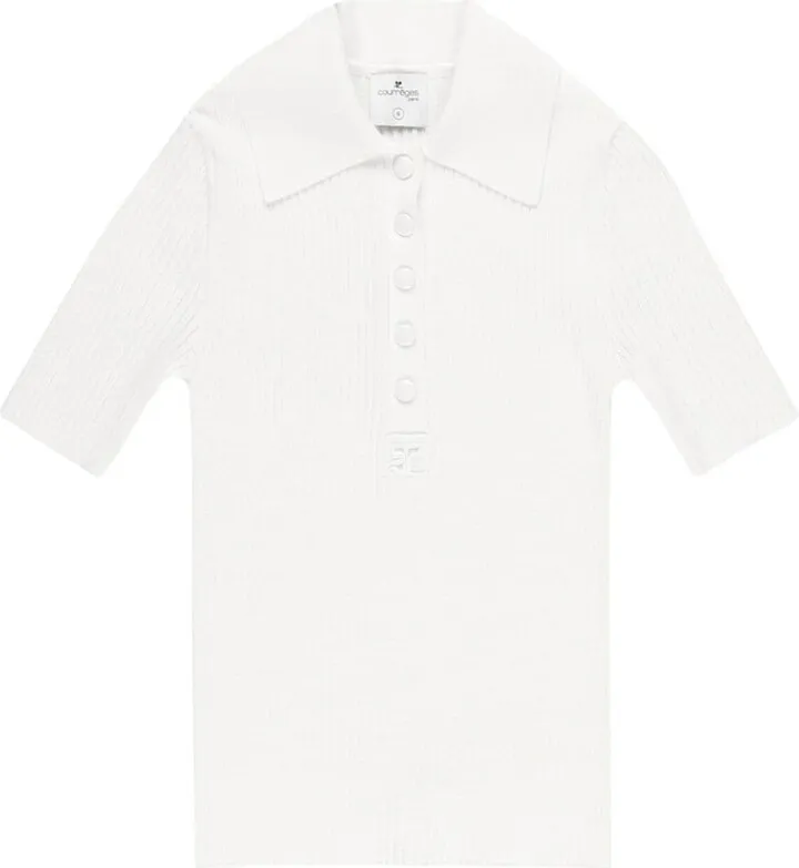 Ribbed-Knit Polo Top